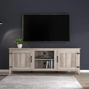 70 in. Gray Walnut Entertainment Center Fits TV's up to 60 in. TV Stand TV Console with 2-Doors Storage Cabinet