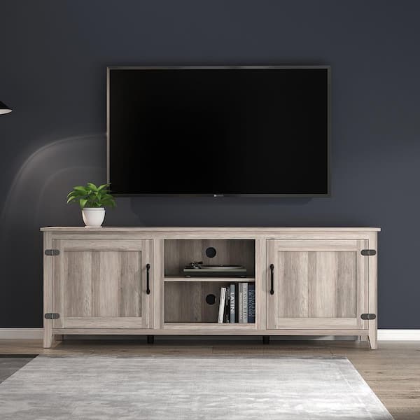 YOFE 70 in. Gray Walnut Entertainment Center Fits TV's up to 60 in. TV ...