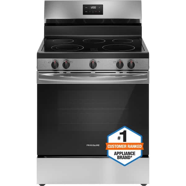 30 in. 5 Burner Element Freestanding Electric Range in Stainless Steel with Dual Expandable Element and Quick Boil