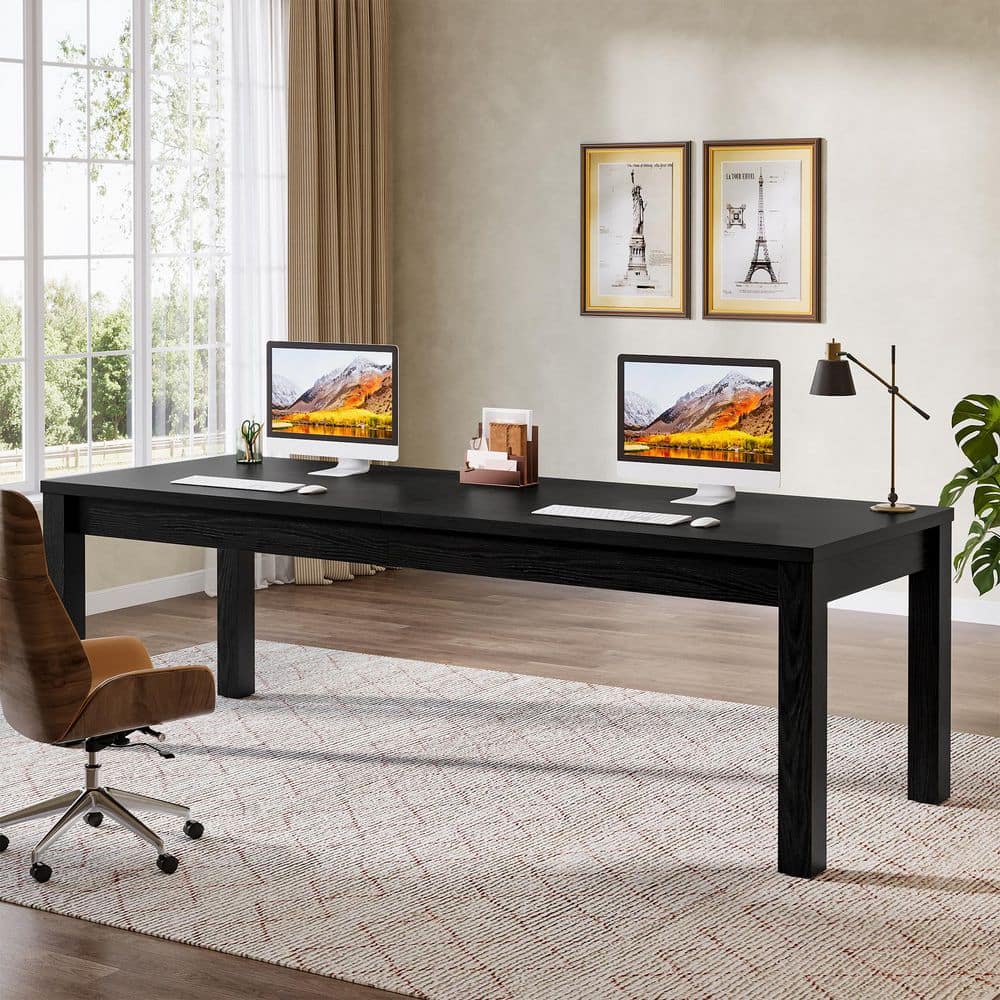 BYBLIGHT Capen 78.7 in. Rectangle Black Solid WoodHome Office 