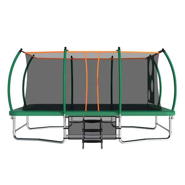 Sudzendf Green 10 ft. x 16 ft. Outdoor Square Trampolines for Kids Adults Long Rectangular Tumbling Trampoline