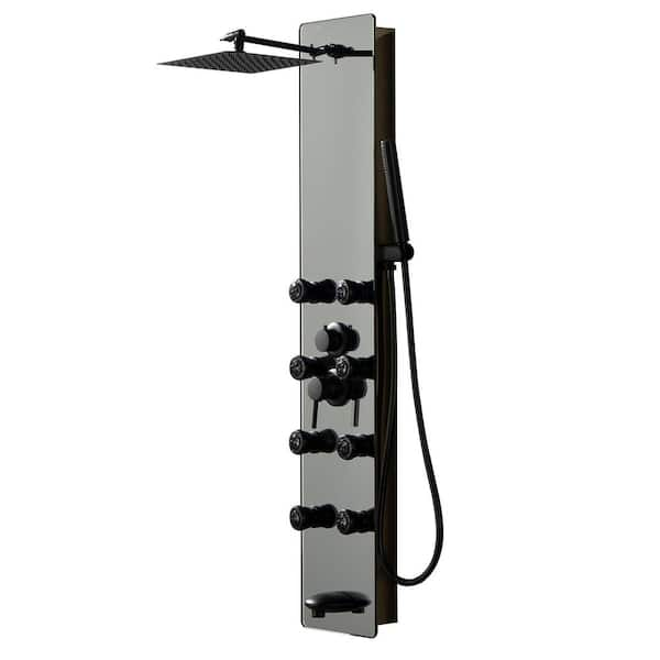 BWE 8-Jet Multifunction Mirror Shower Panel System With Adjustable ...