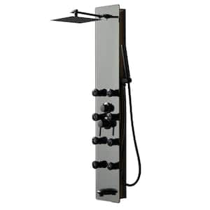 8-Jet Multifunction Mirror Shower Panel System With Adjustable Rainfall Shower Head Handheld Shower head in Black Gold
