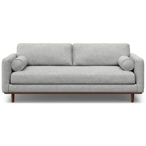 Morrison Mid-Century Modern 89 in. Wide Sofa in Mist Grey Woven-Blend Fabric