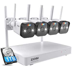 8-Channel H.265 Plus 3MP 2K 1TB Hard Drive NVR Security Camera System with 4 Outdoor Wi-Fi IP Cameras, 2-Way Audio