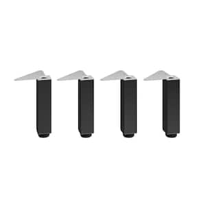 7 7/8 in. (200 mm) Matte Black Metal Square Furniture Leg with Leveling Glide (4-Pack)
