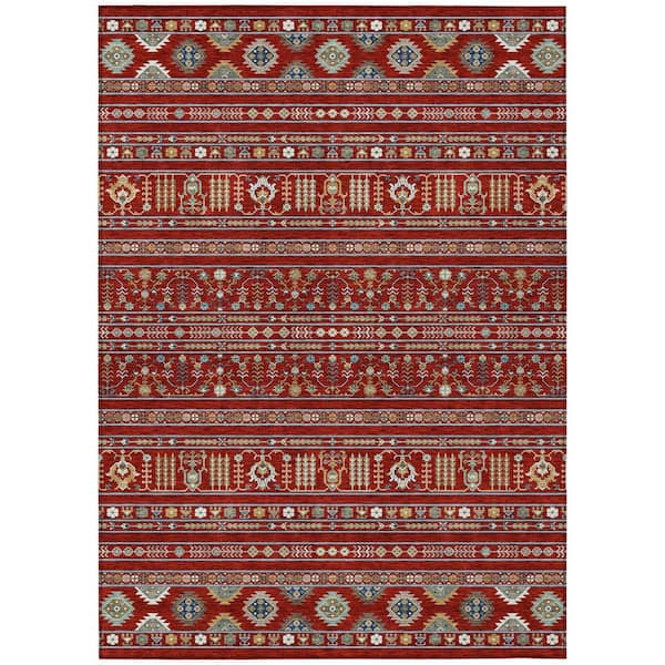 Addison Rugs Chantille Machine Washable Indoor/Outdoor Abstract ACN2244 Red 10 ft. x 14 ft. Area Rug