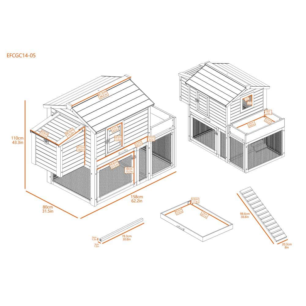 Eco-Friendly Gray and White Two-Level Chicken Coop with Garden Box