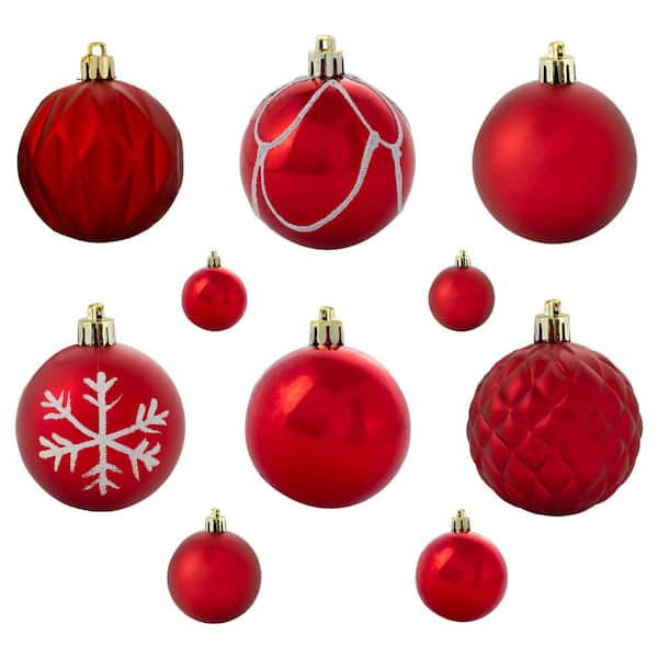 Sunnydaze Winter Wonderland 100-Piece Red Assorted Ornament