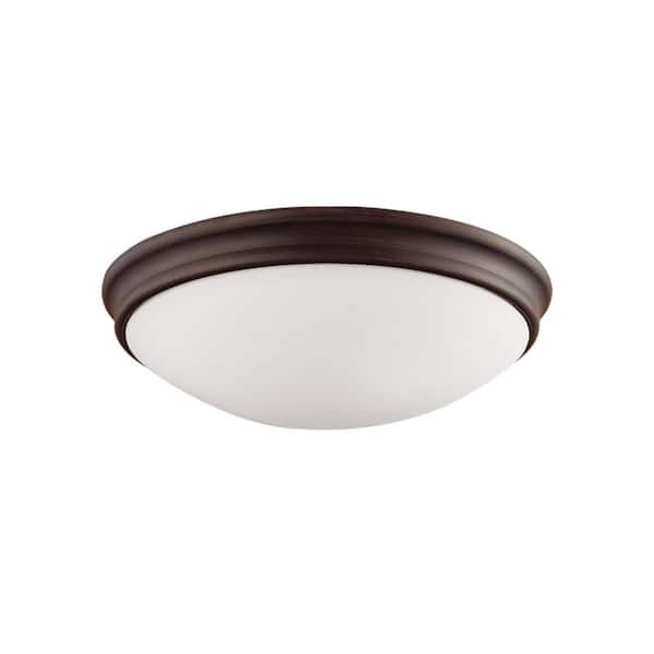 Millennium Lighting 10 in. W 1-Light Rubbed Bronze Bowl Ceiling Fixture with Glass Shade Flush Mount
