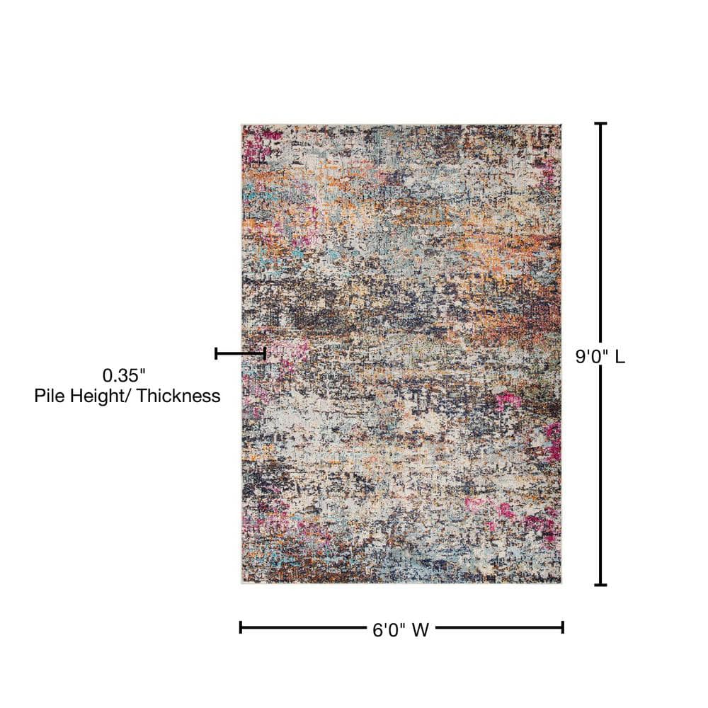 Madison Black & Gold 6' x 9' Rectangular Synthetic Area Rug