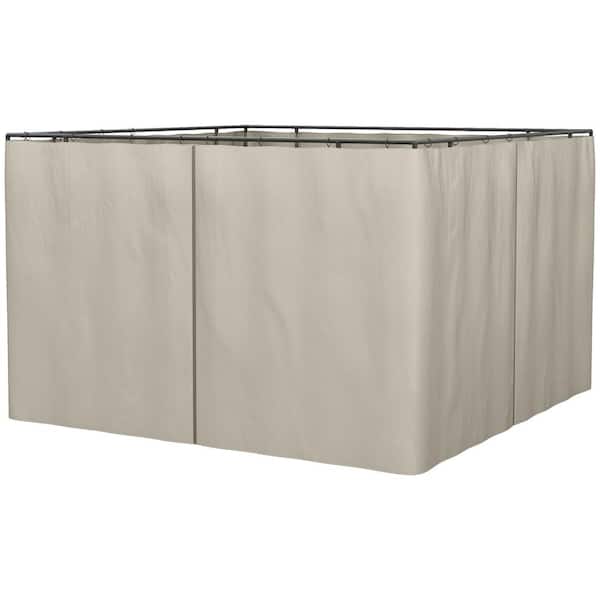 Outsunny 80.75 in. L x 80.75 in. W Universal Gazebo Sidewall Set with 4 Panels, 40 Hooks/C-Rings Included for Pergolas, Beige