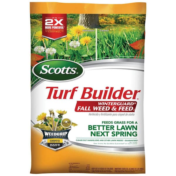 Scotts Turf Builder 34.3 lbs. 12,000 sq. ft. WinterGuard Fall Weed & Feed, Weed Killer Plus Fall Fertilizer