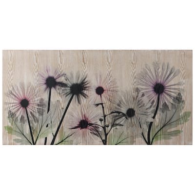 Wild Flowers X-Ray Photography Giclee Printed on Hand Finished Ash Wood Wall Art