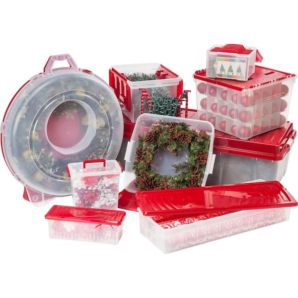 IRIS 3-Piece Set Holiday Wing Lid Box with Ornament Dividers 