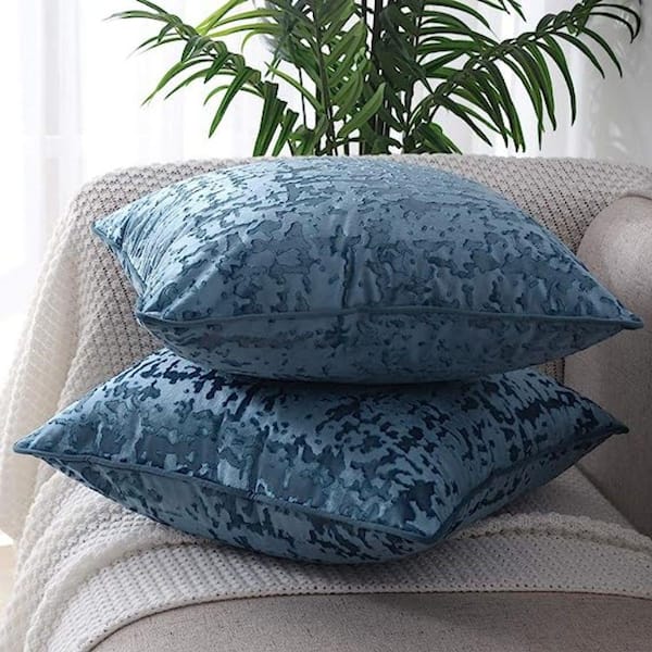 Large Throw Pillows, Teal Taupe Turquoise Blue Brown & White, Bed Decor  Pillow, Couch Pillow Set or Lumbar Pillow Covers for Sofa Cushions 