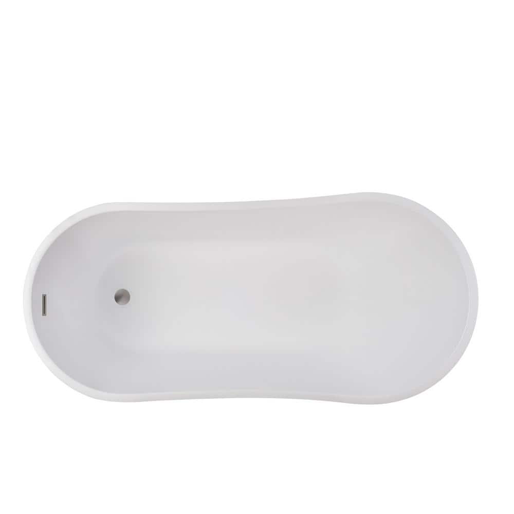 Amara 59" White Acrylic Freestanding Soaking Bathtub