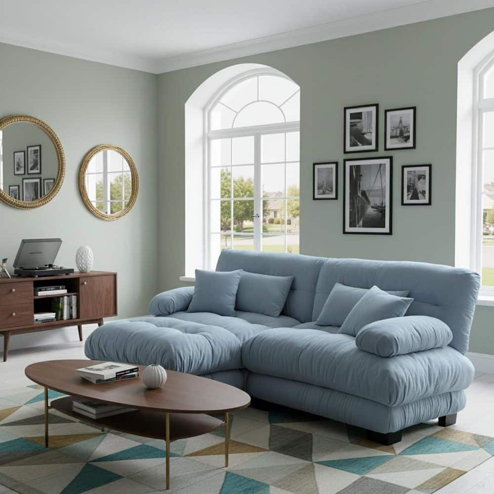 Homy Casa MINH 94.4 in. Pillow Arm 3-piece Chenille Sectional Sofa