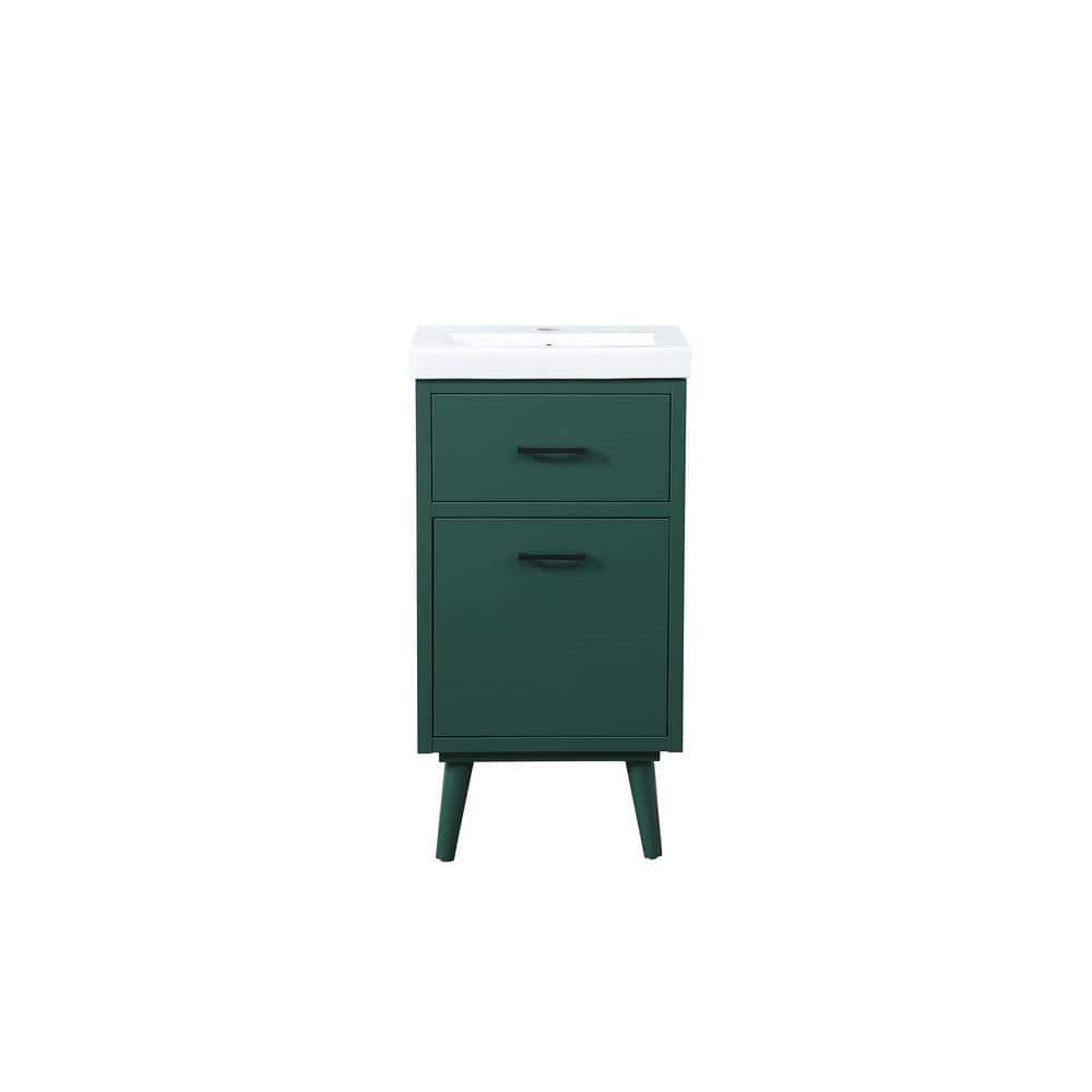 Simply Living 18 in. W x 15 in. D x 33.5 in. H Bath Vanity in Green with Wh