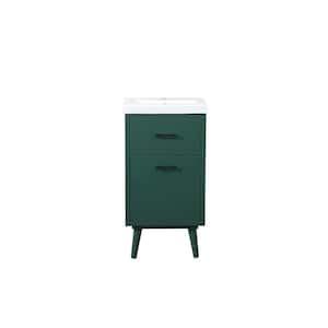 Simply Living 18 in. W x 15 in. D x 33.5 in. H Bath Vanity in Green with White Resin Top