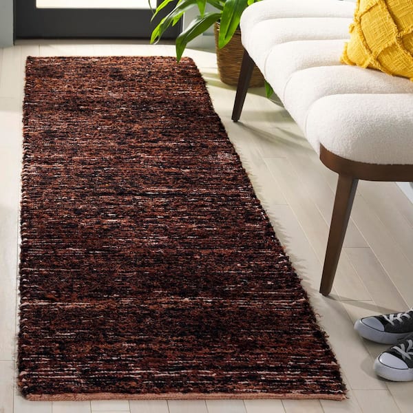 Montauk 2 ft. x 8 ft. Rust/Black Modern Abstract Distressed Runner Rug