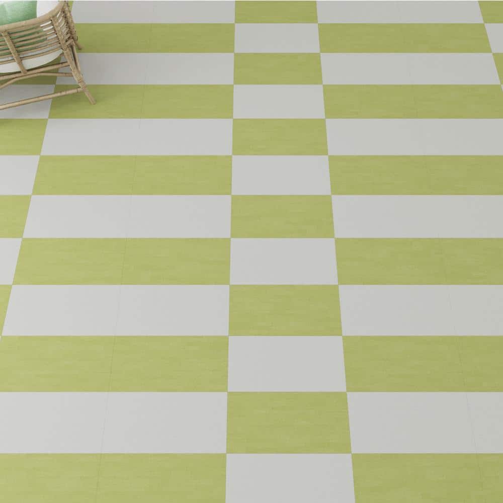 Lilypad Light Green 12" x 24" Adhesive Vinyl Tile Flooring
