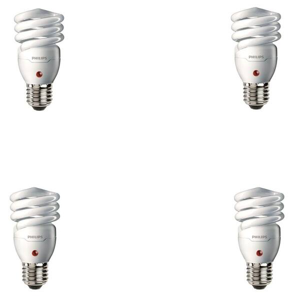 Philips 60-Watt Equivalent CFL Light Bulb Soft White Spiral Dusk till Dawn (4-Pack)