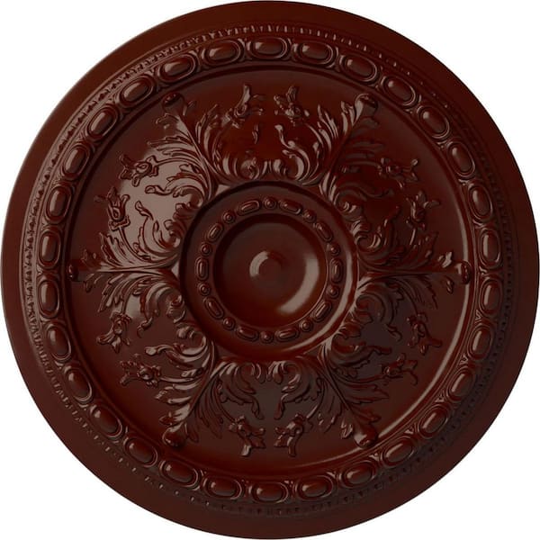 Ekena Millwork 28" x 2-3/4" Stockport Urethane Ceiling Medallion (Fits Canopies up to 6-1/4"), Brushed Mahogany