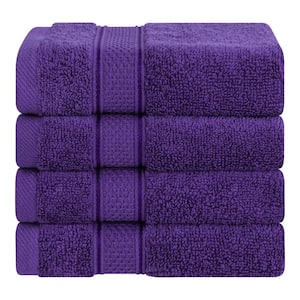 Salem Luxury 4-Pack Purple Washcloth Set, 100% Turkish Combed Cotton, 13 in. x 13 in. Washcloths