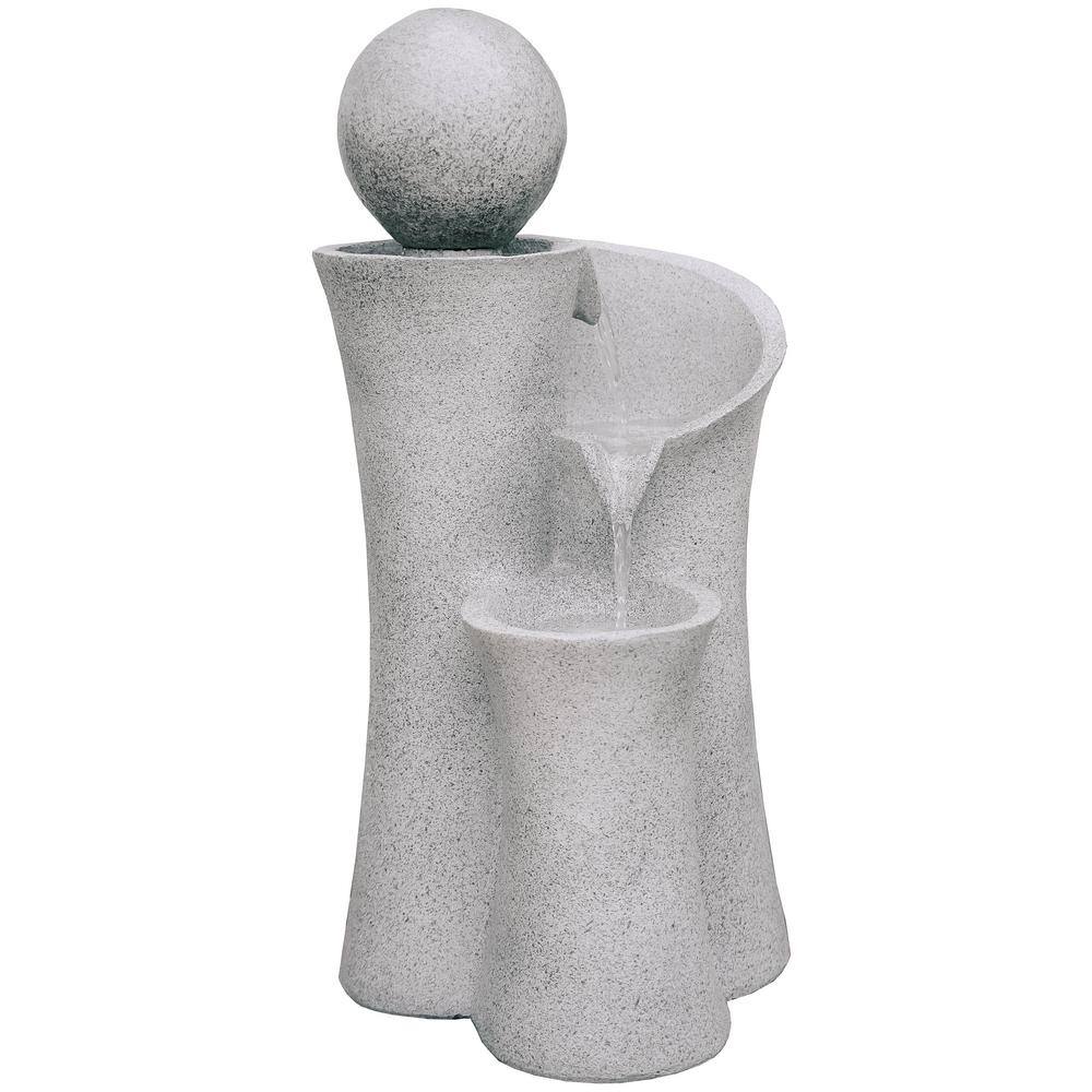 XBRAND 36 in. Tall Natural Grey Cascading Sphere Floor Zen Indoor ...