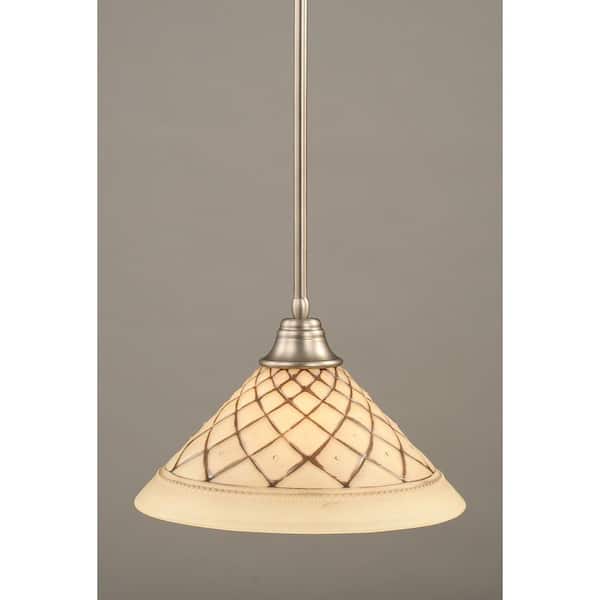 Unbranded Sparta 100-Watt 1-Light Brushed Nickel Bowl Mini Pendant Light with Glass Shade