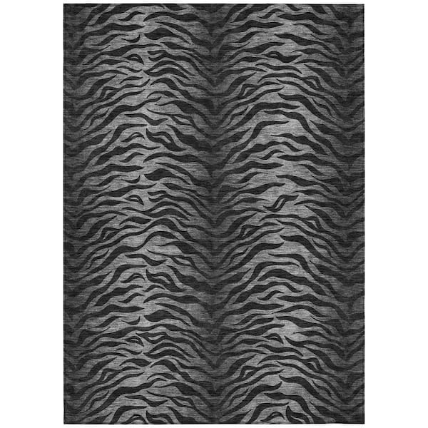 Chantille Machine Washable Indoor/Outdoor Abstract ACN2925 Black 5 ft. x 7 ft. 6 in. Area Rug