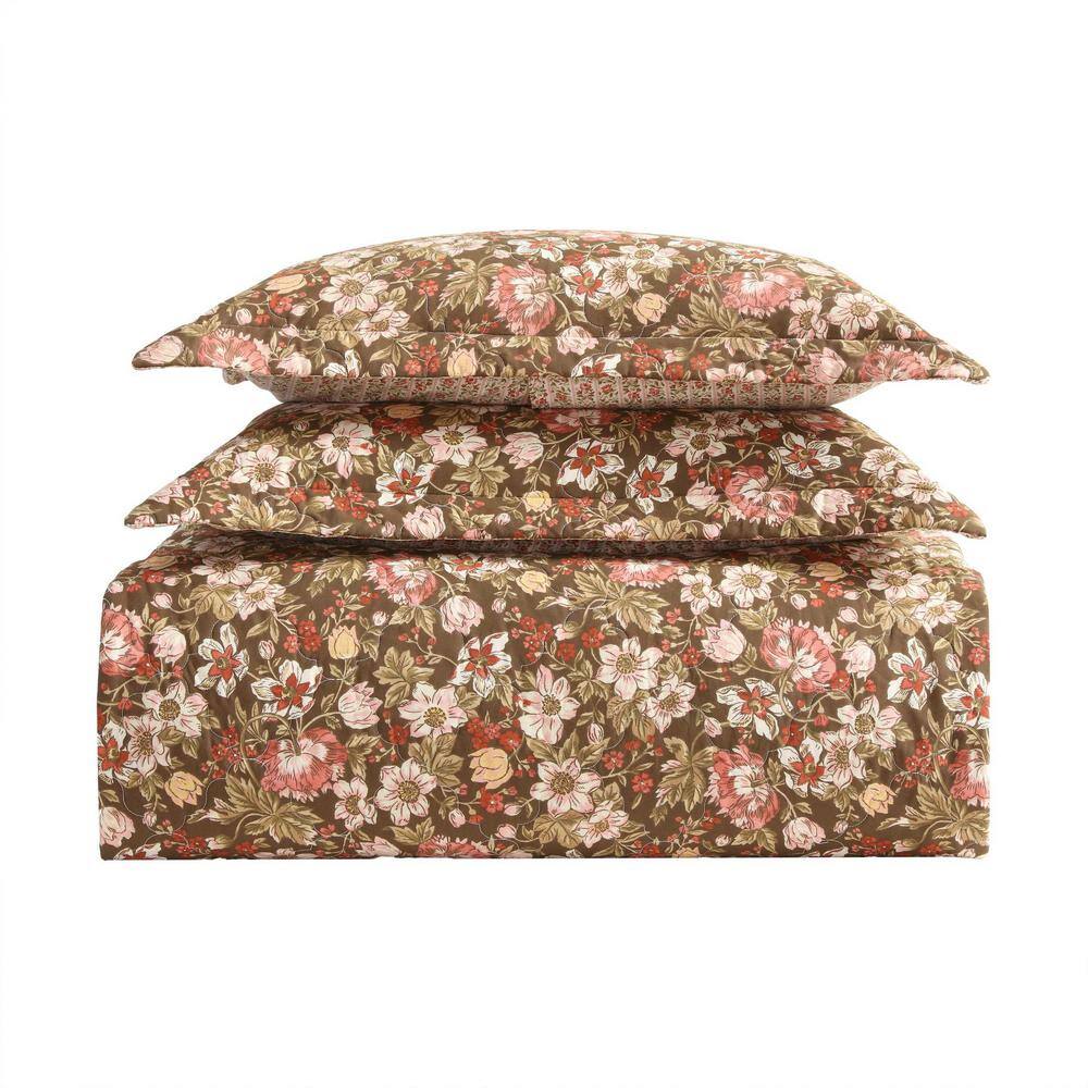 Marta Twin Reversible Brown Cotton Quilt Set