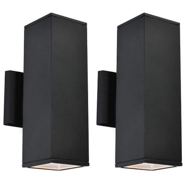 RRTYO Ciotti 11 in. Industrial Square Aluminum Outdoor Lights Hardwired Wall Lantern Sconce with No Bulbs Included (2-Pack)