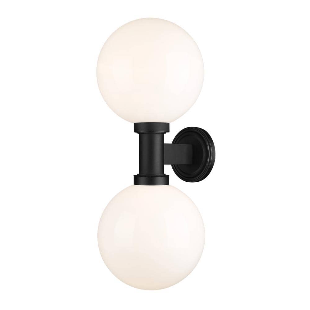 Broughton 2-Light Black Hardwired Cylinder Outdoor Wall Scone