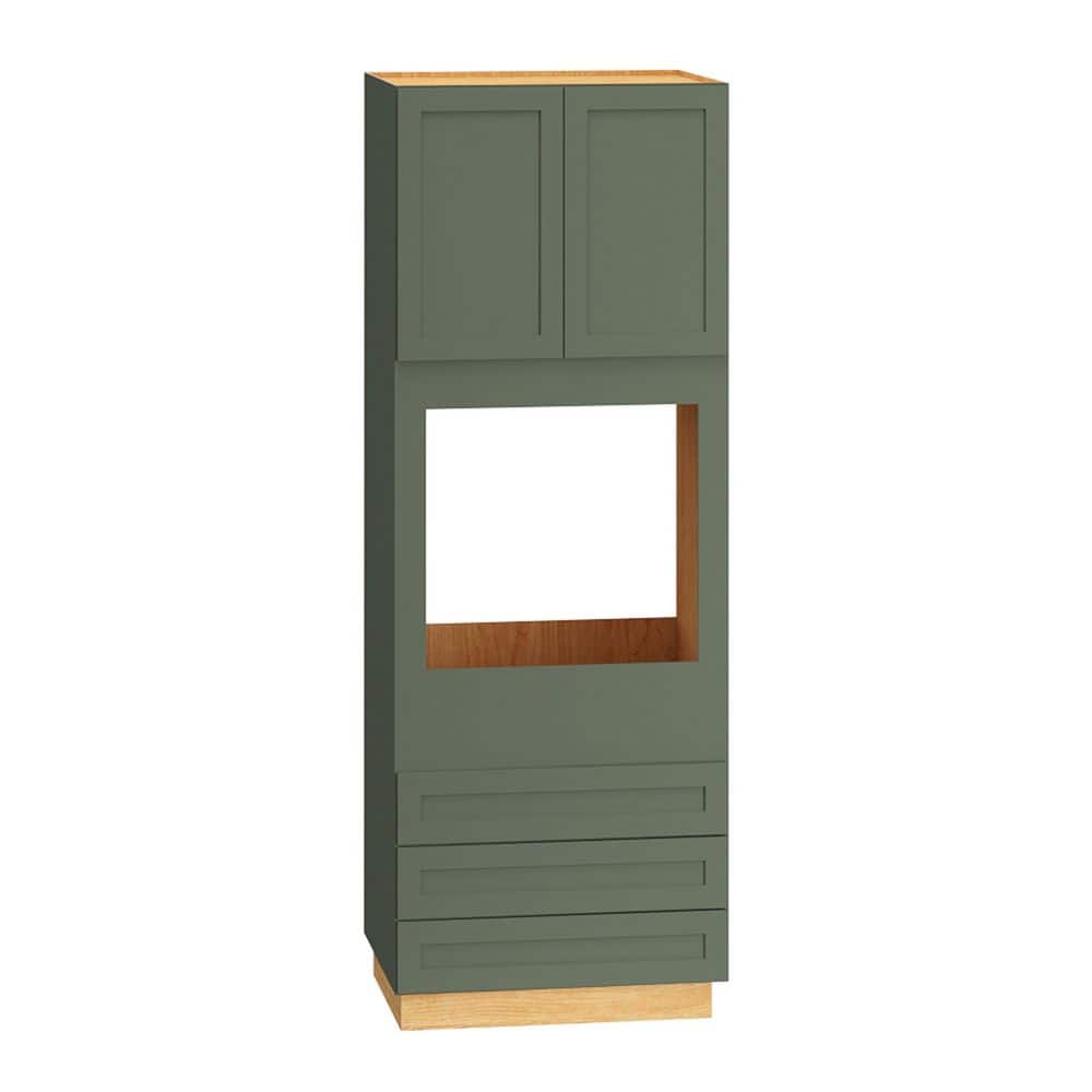 QuickShip Cottage 33 in. W x 24 in. D x 93 in. H Assembled Plywood 3-Drawer Single or Double Oven Cabinet in Conifer price history on PriceWatchPro