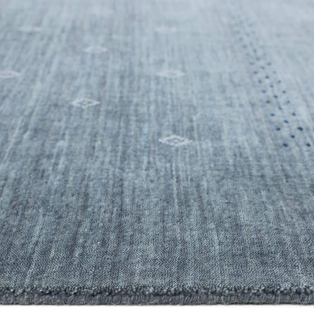 Slate Grey Geometric Hand-Knotted Wool Area Rug 6' x 9'