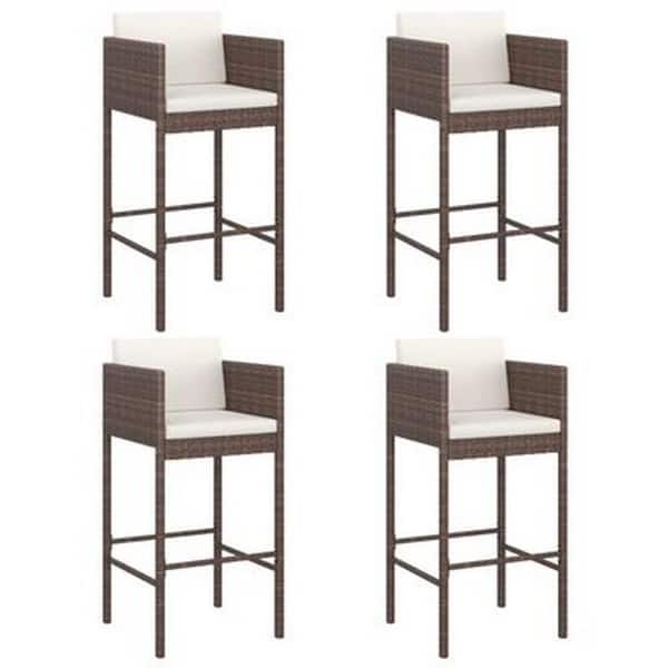 Swivel Metal Outdoor Bar Stool with White Cushion (Set of 4)