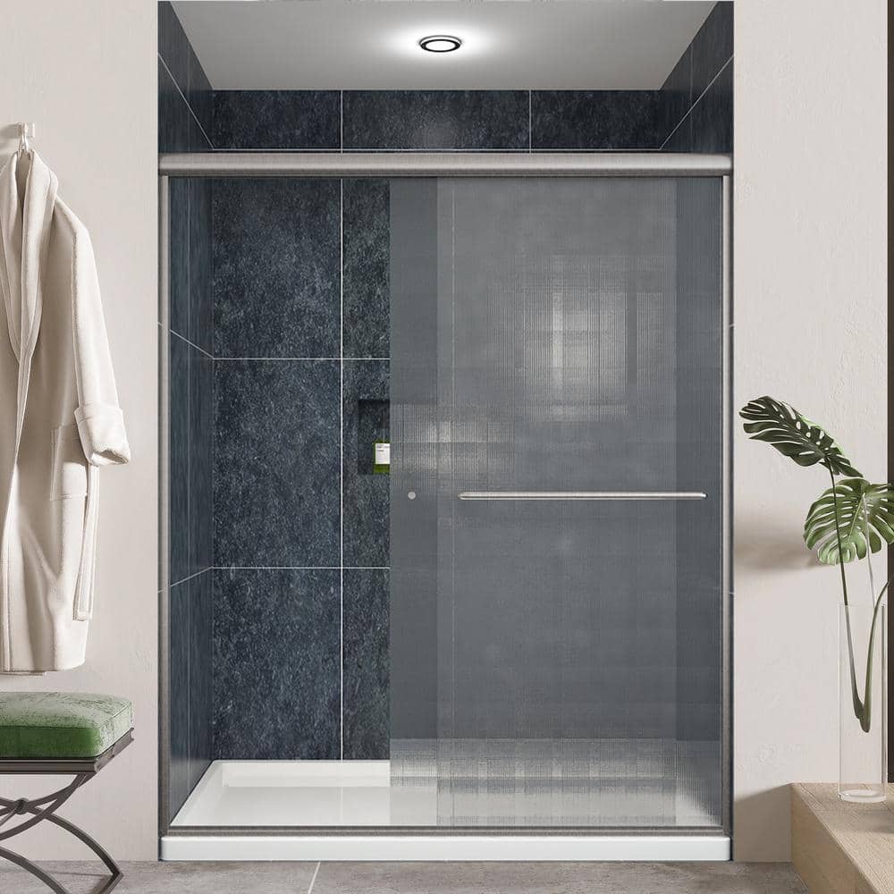 Infinity-Z 60" Distressed Bronze Frameless Sliding Shower Door