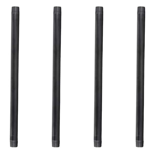 PIPE DECOR 3/4 in. x 18 in. Black Industrial Steel Grey Plumbing Pipe (4-Pack)