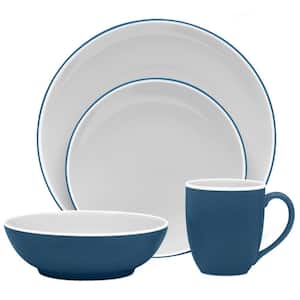 Colotrio Blue 4-Piece (Blue) Porcelain Coupe Place Setting, Service for 1