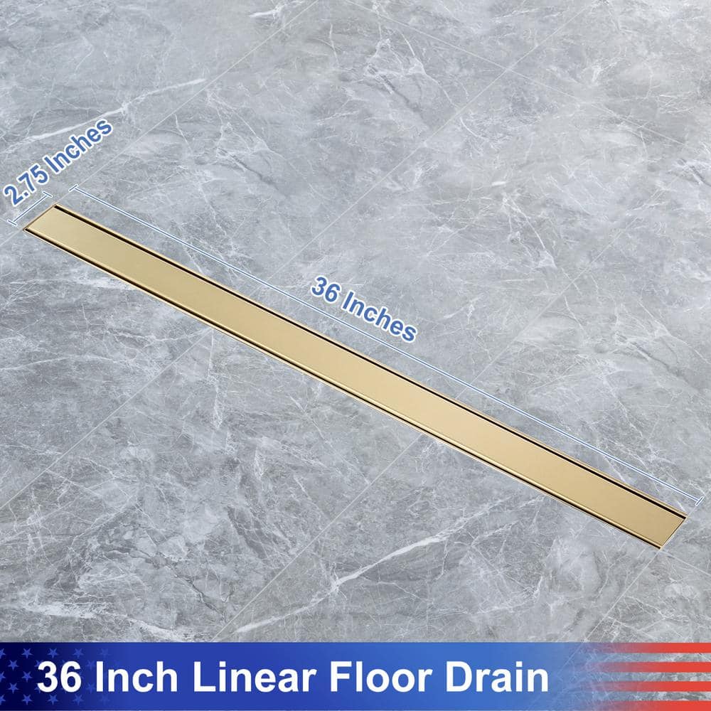 36'' Brushed Gold Stainless Steel Linear Shower Drain