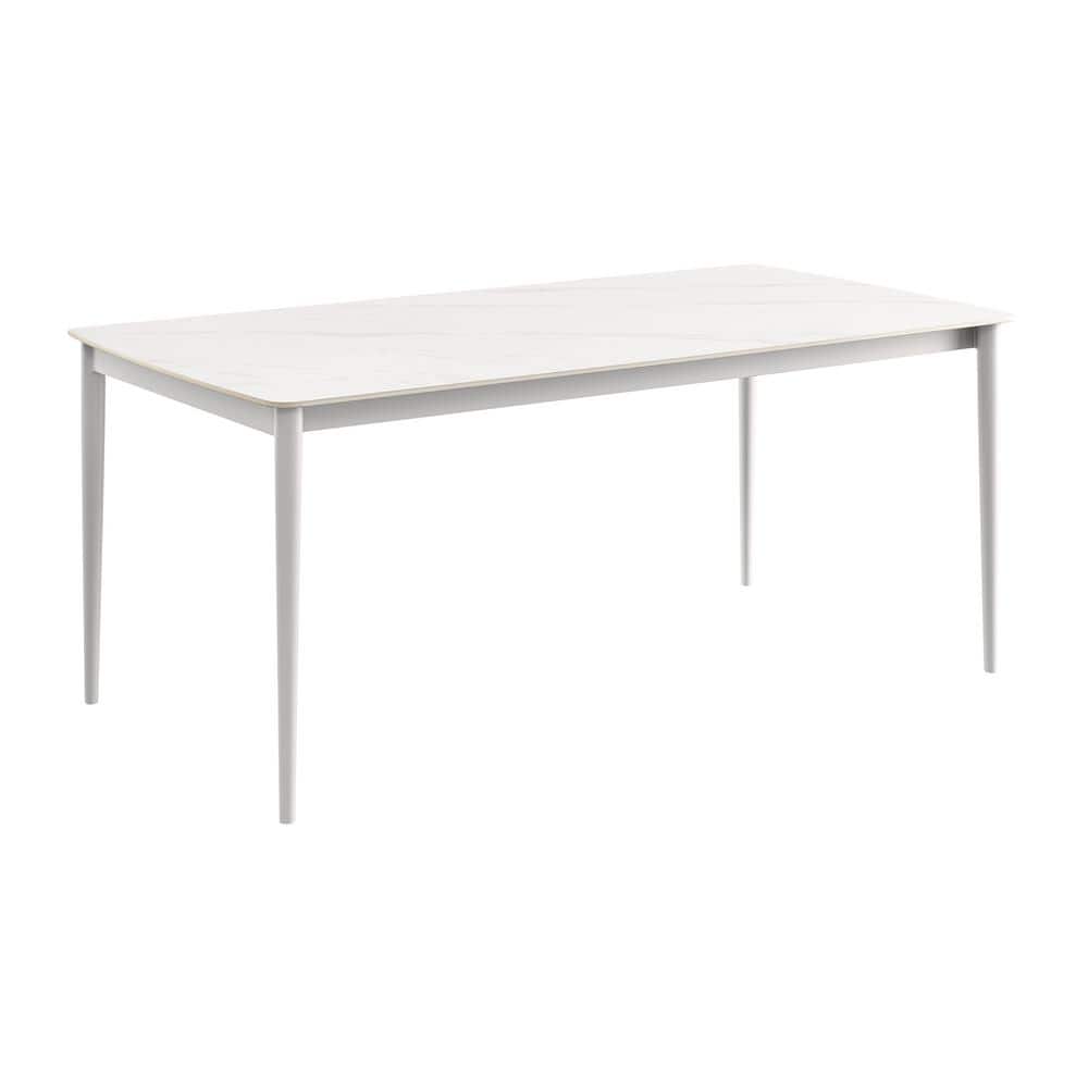 Rhodes Light Gray Rectangle Aluminum Outdoor Dining Table