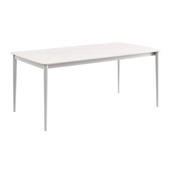 Armen Living Rhodes Light Gray Rectangle Aluminum Outdoor Dining Table