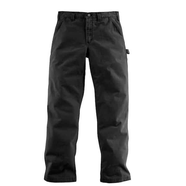 Carhartt Men's 33x30 Black Cotton Straight Leg Non-Denim Bottoms B324-BLK -  The Home Depot