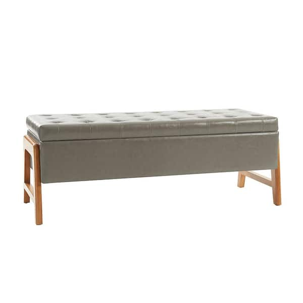 Jayden Creation Hedda Grey 49 6 In W Upholstered Storage Bedroom Bench