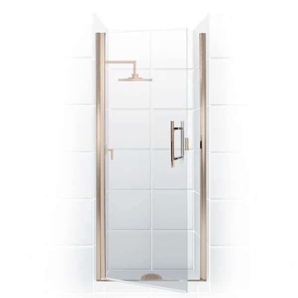 Coastal Shower Doors Paragon Series 27 in. x 74 in. Semi-Framed Continuous Hinge Shower Door in Brushed Nickel with Clear Glass