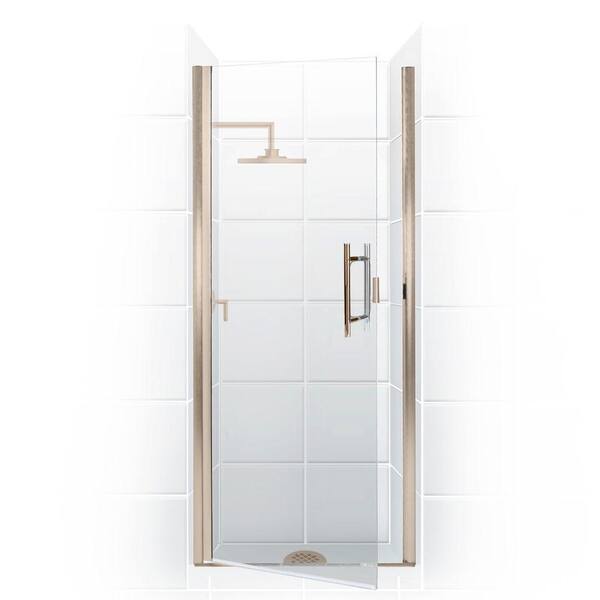 Coastal Shower Doors Paragon Series 30 in. x 74 in. Semi-Framed Continuous Hinge Shower Door in Brushed Nickel with Clear Glass