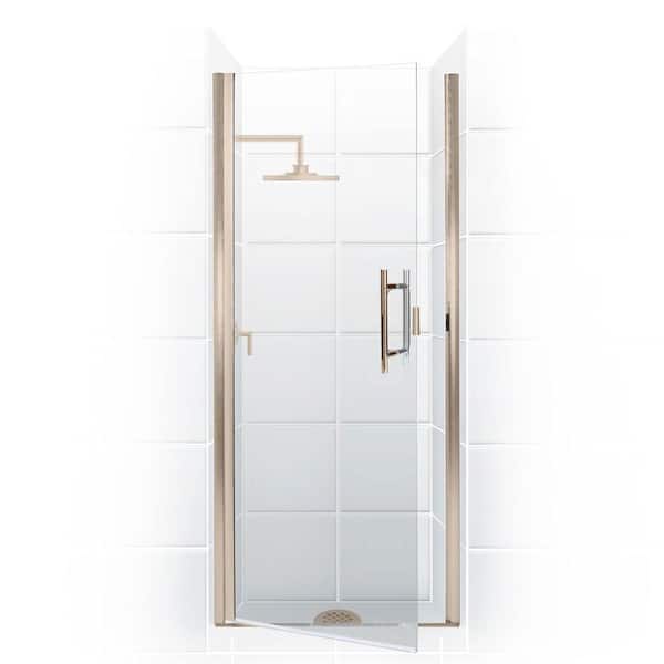 Coastal Shower Doors Paragon Series 35 in. x 74 in. Semi-Framed Continuous Hinge Shower Door in Brushed Nickel with Clear Glass