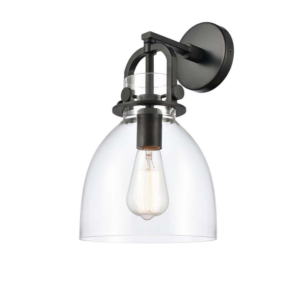 Newton Bell 1-Light Matte Black Wall Sconce with Clear Glass Shade price history on PriceWatchPro
